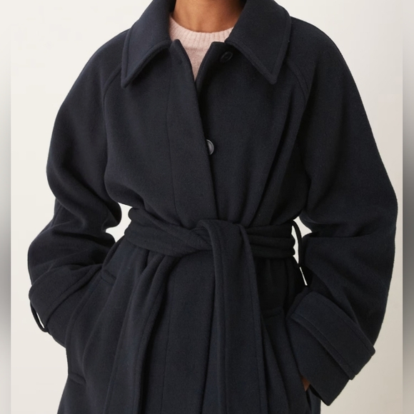 NWOT ASOS DESIGN Top Collar Boyfriend Coat Navy Size Medium - Picture 1 of 12